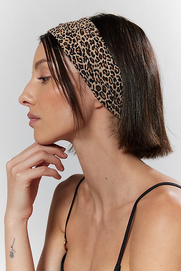 Soft & Stretchy Wide Knit Headband Set in Leopard/Black