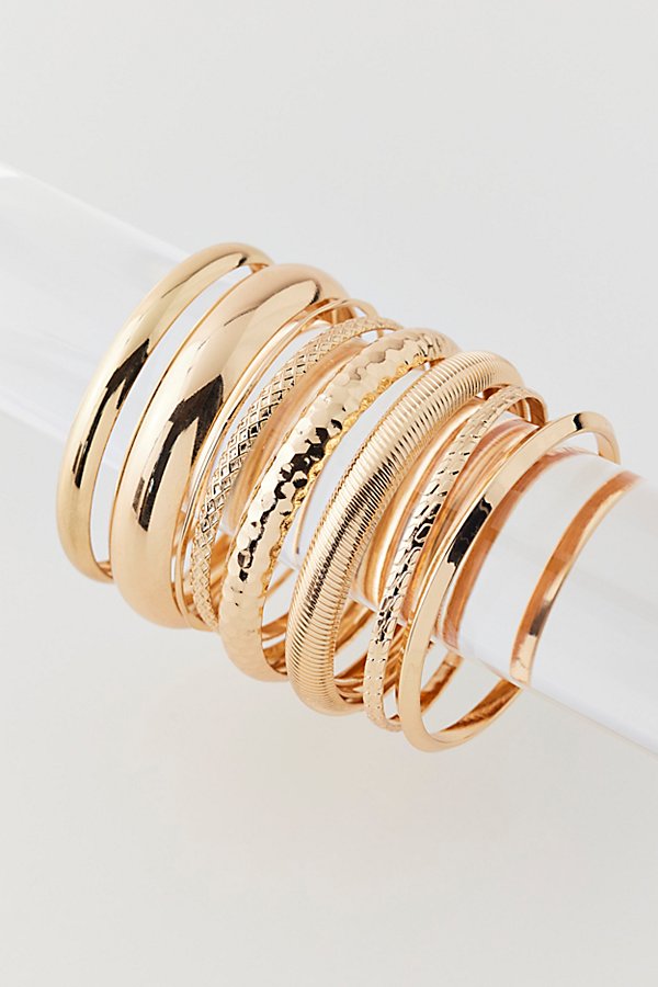 Textured Metal Bangle Bracelet Set