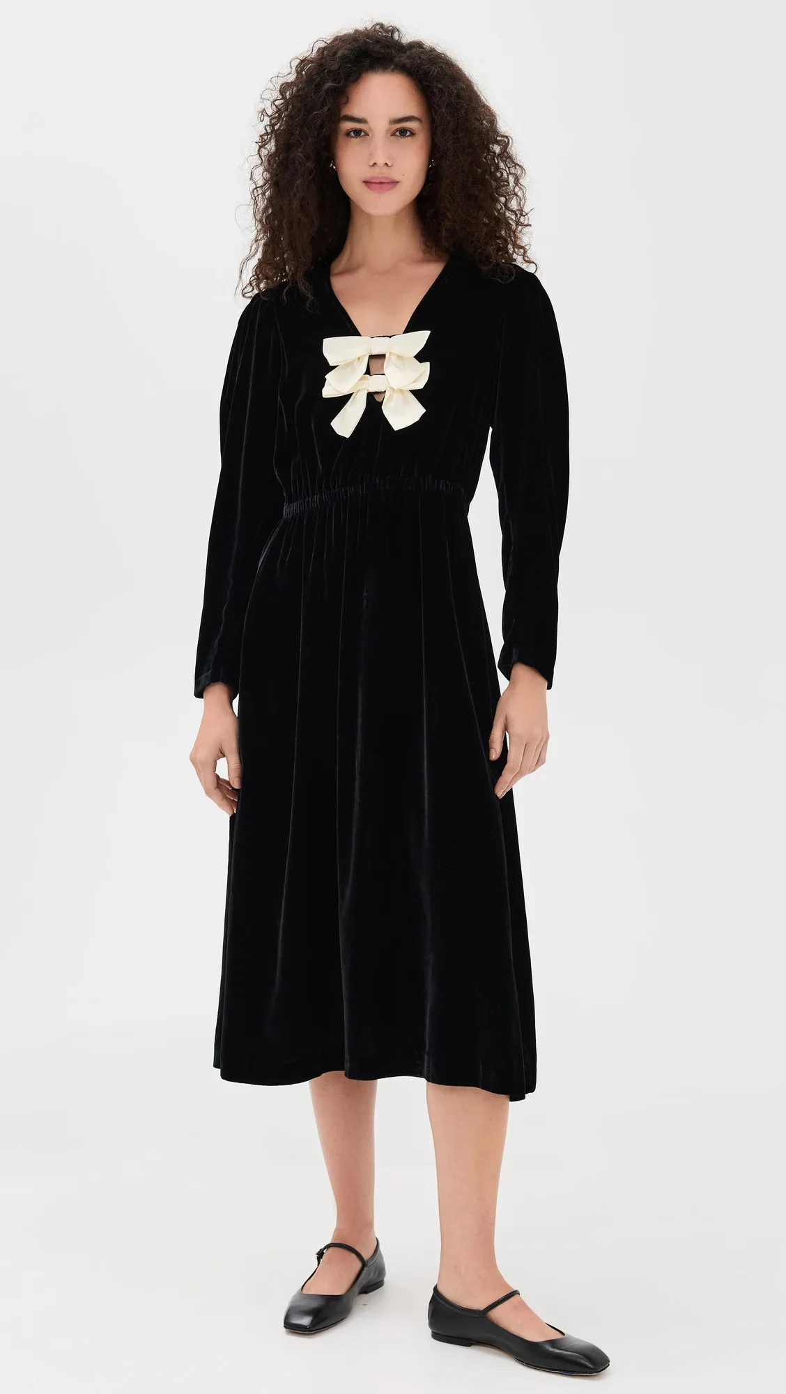 Seraphine Velvet Long Sleeve Midi Dress