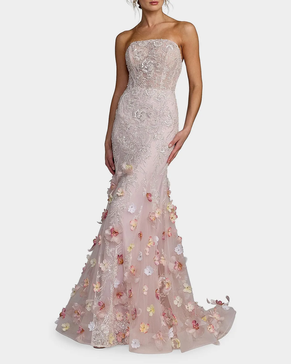 Embellished Strapless Mermaid Gown