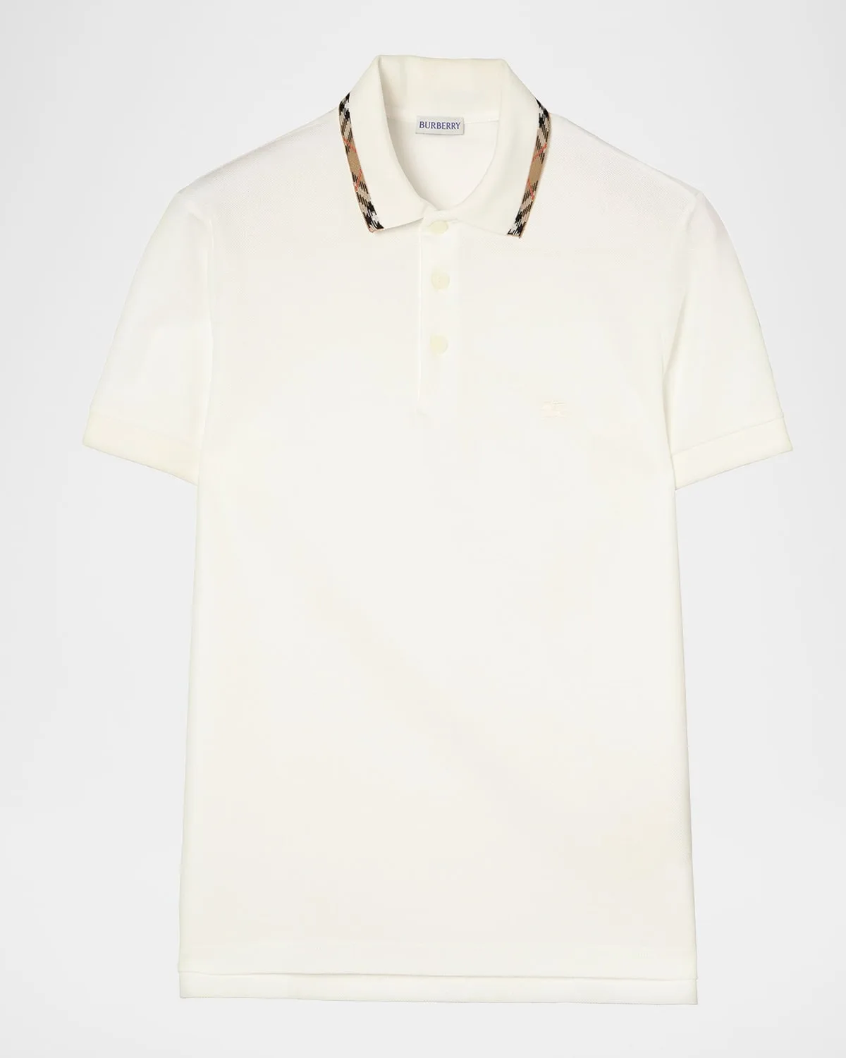 Slim Fit Check-Placket Pique Polo Shirt