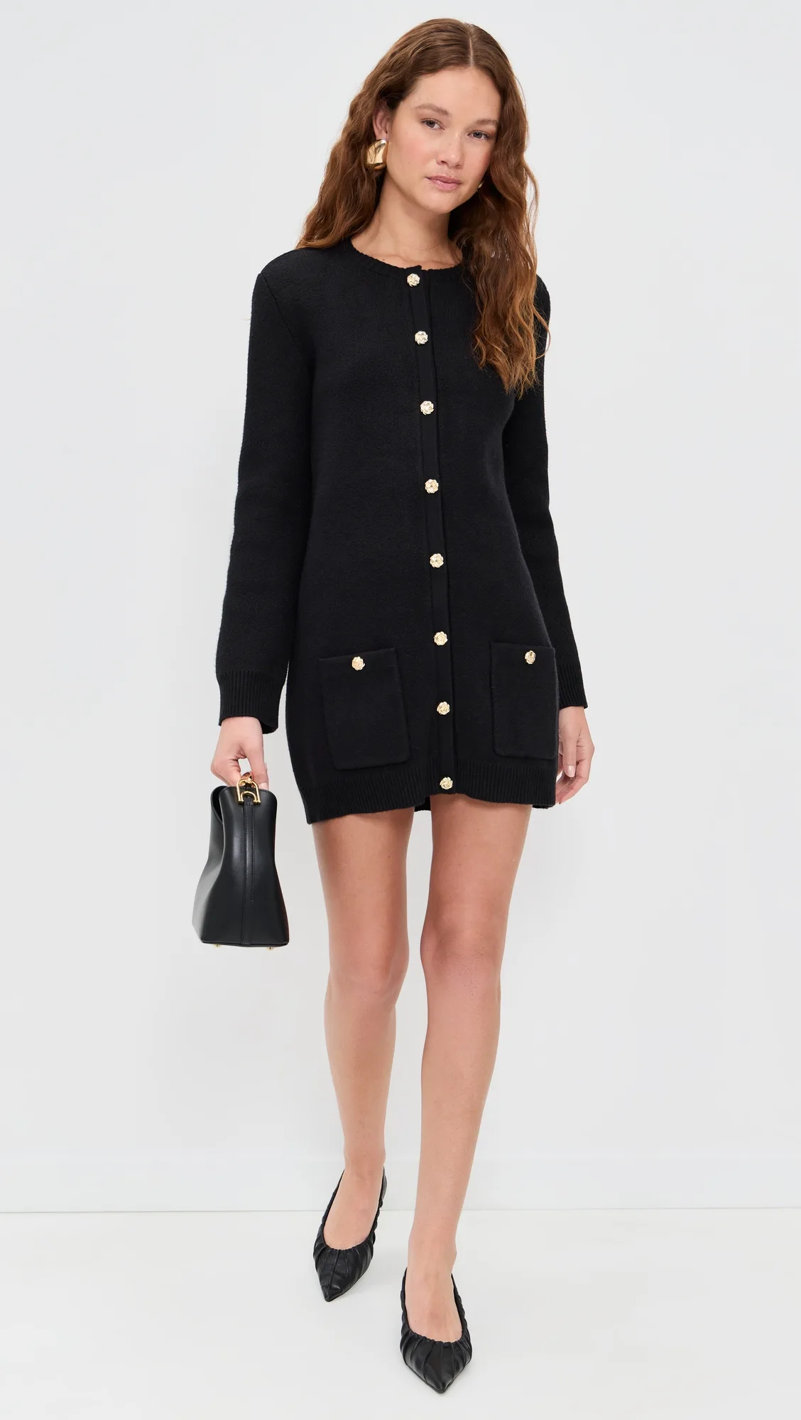 Parker Gold Button Sweater Dress