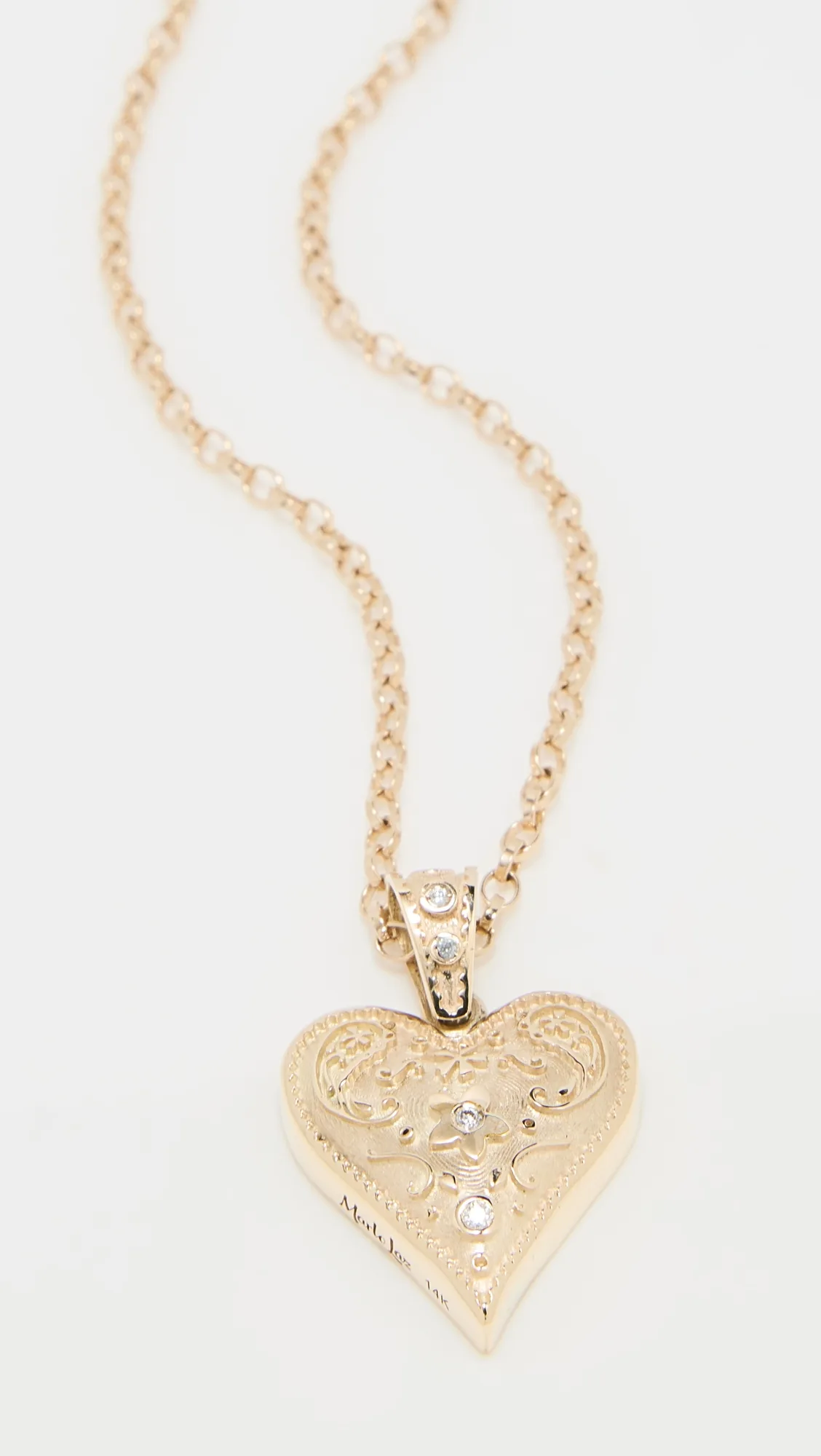 14k Small Southwestern Heart Charm Necklace by Marlo Laz