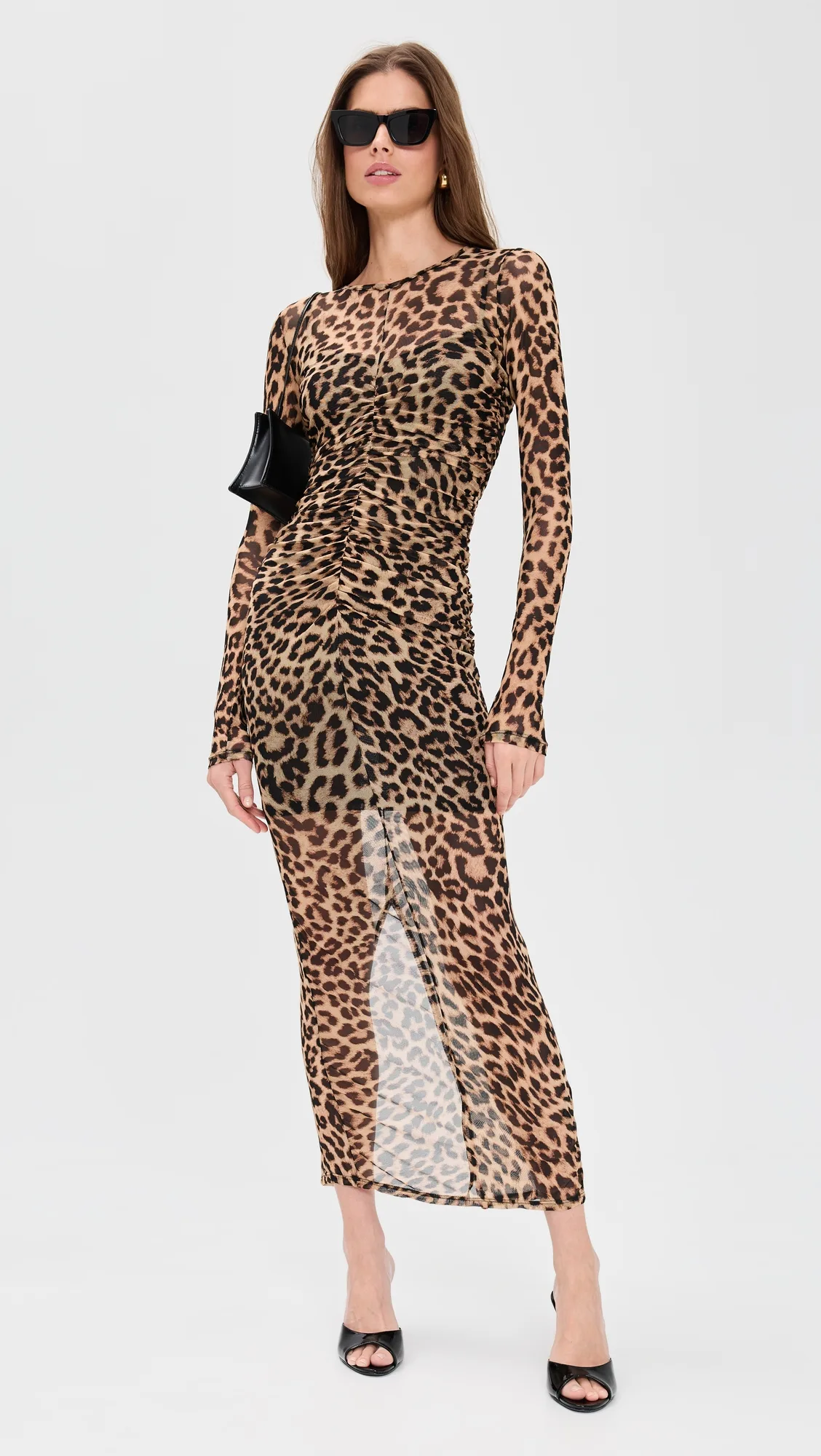 Mesh Ruched Maxi Dress