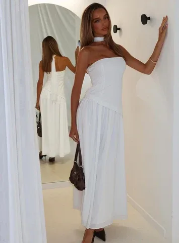 Odela Strapless Drop Waist Maxi Dress