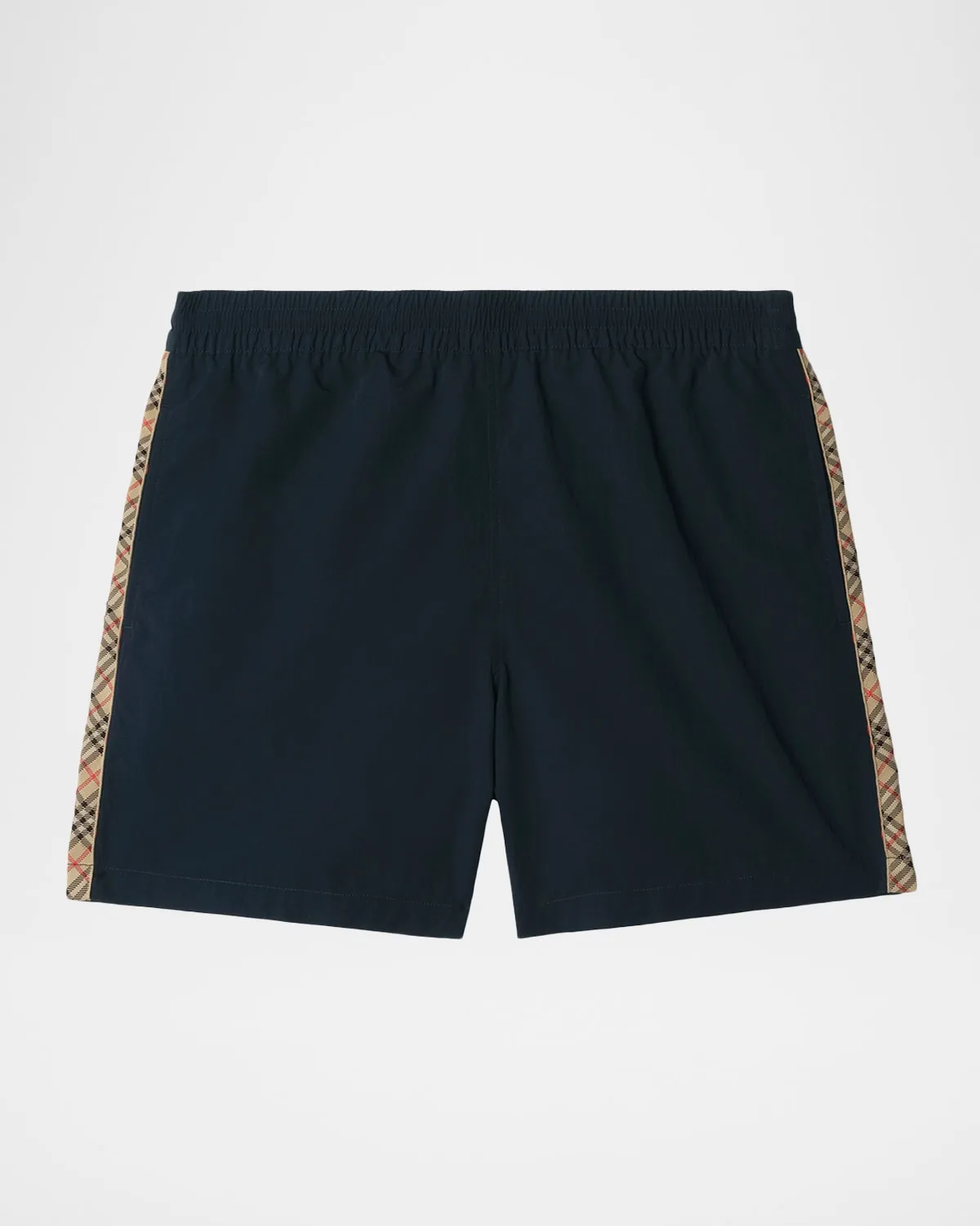 Nylon Check-Trim Swim Trunks