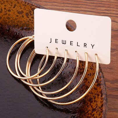 3pairs Minimalist Hoop Earrings
