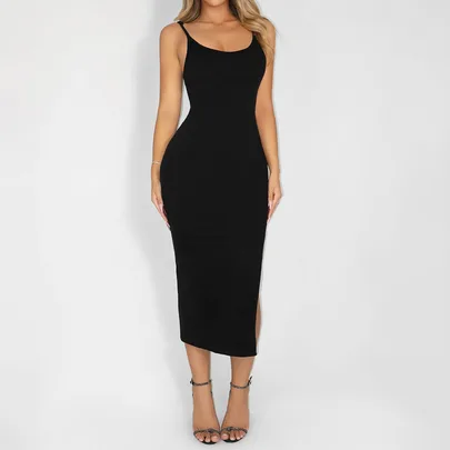 Seamless Knit Long Dress with Built-In Romper