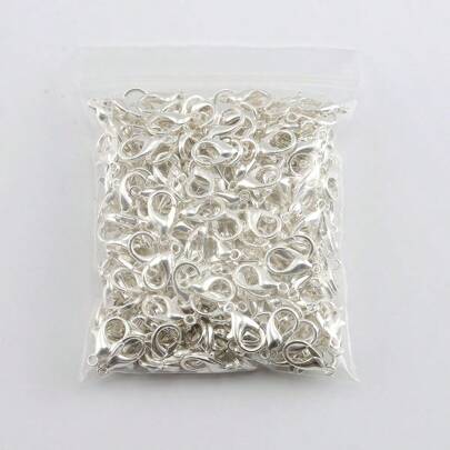 100-Piece 12*7mm Lobster Clasps Open Jump Rings Mixed Gold & Silver Color Jewelry Connectors for DIY Bracelet Necklace Making