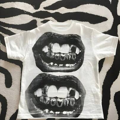 Double Lips Graphic Printed Cotton T-Shirt, Casual Soft Short-Sleeved 100% Cotton 220g T-Shirt