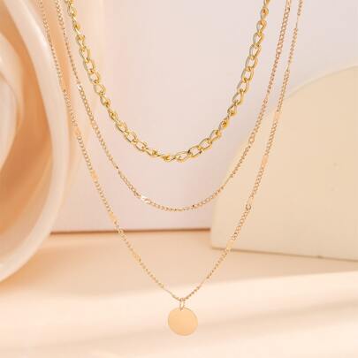 Disc Charm Layered Necklace
