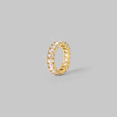 Classic 18K Gold Plated Oval Cubic Zirconia Wedding Ring