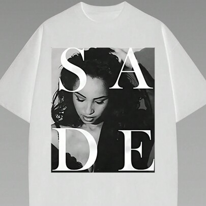 Oversized Graphic Tee Solid Color Casual Printed Round Neck T-Shirt