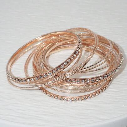 Punk Rock Iron Alloy Full Rhinestone Star-Studded Bangle