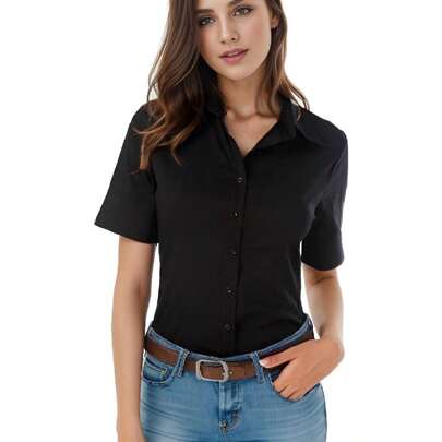 Lapel Simple Slim Short Sleeve Shirt