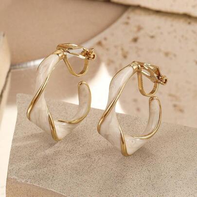 Retro Twisted Hoop Earrings, Exaggerated Design