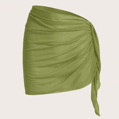 Solid Color Simple Pleated Cover Up
