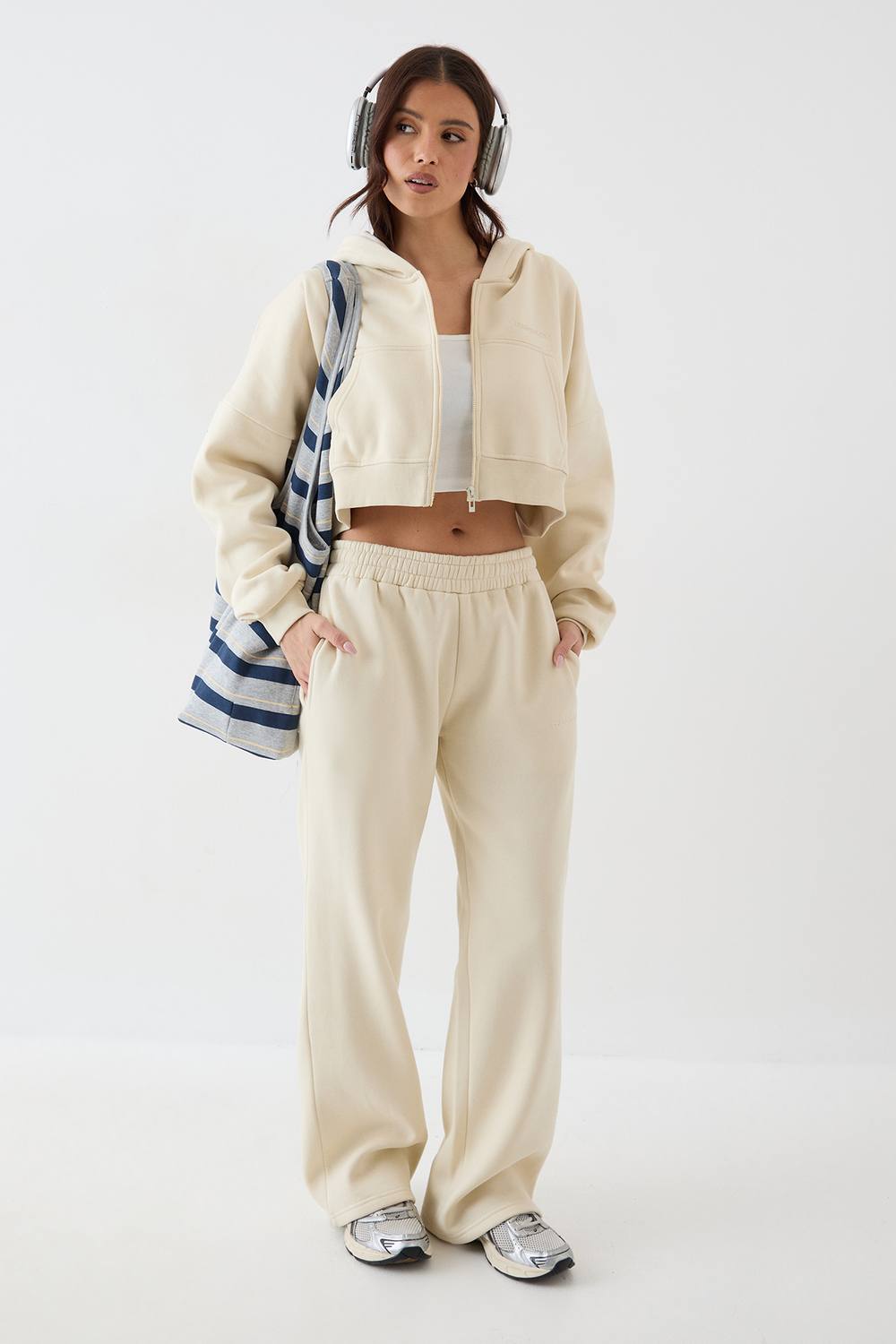 Boxy Crop Zip Through Hoodie