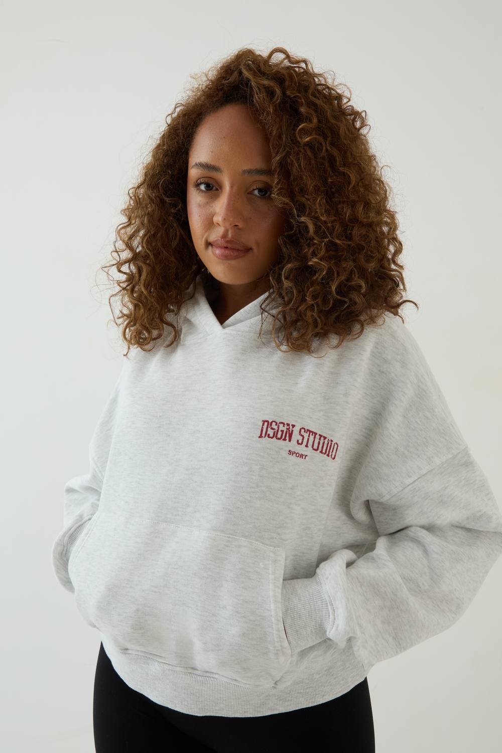 Collegiate Printed Boxy Hoodie by DSGN Studio