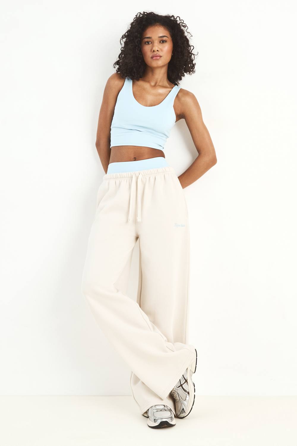 Script Embroidered Straight Leg Jogger Pants
