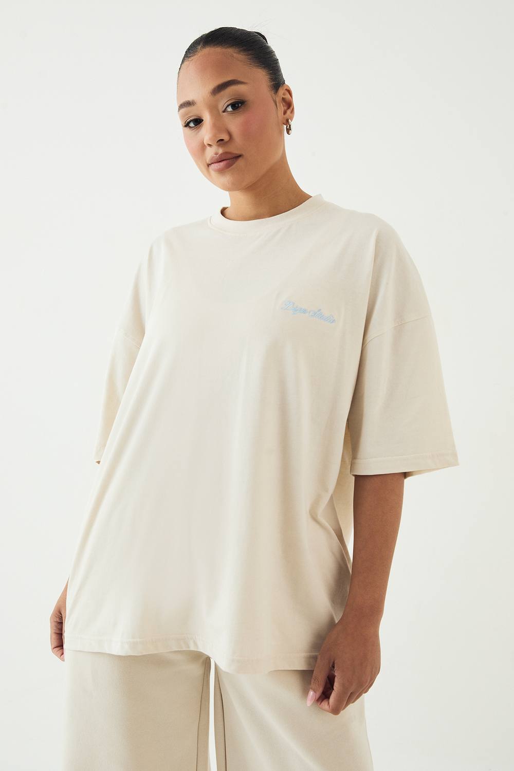 Script Embroidered Oversized T-Shirt