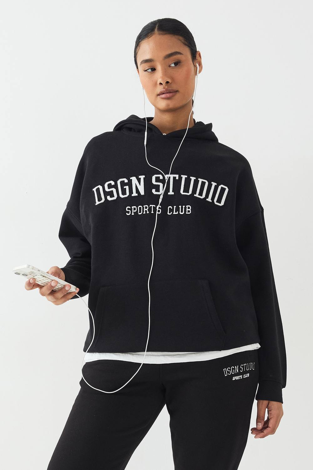 Applique Oversized Hoodie - Denim by DSGN Studio