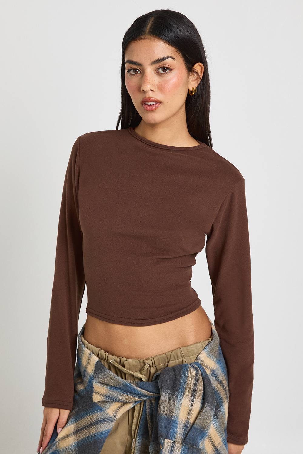 Ultra Soft Long Sleeve Fitted Top by boohoo