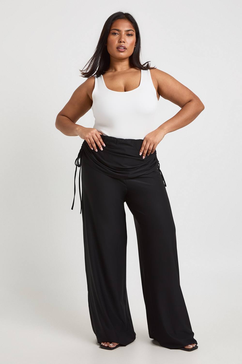 Plus Soft Touch Fold Over Ruched Waist Trouser