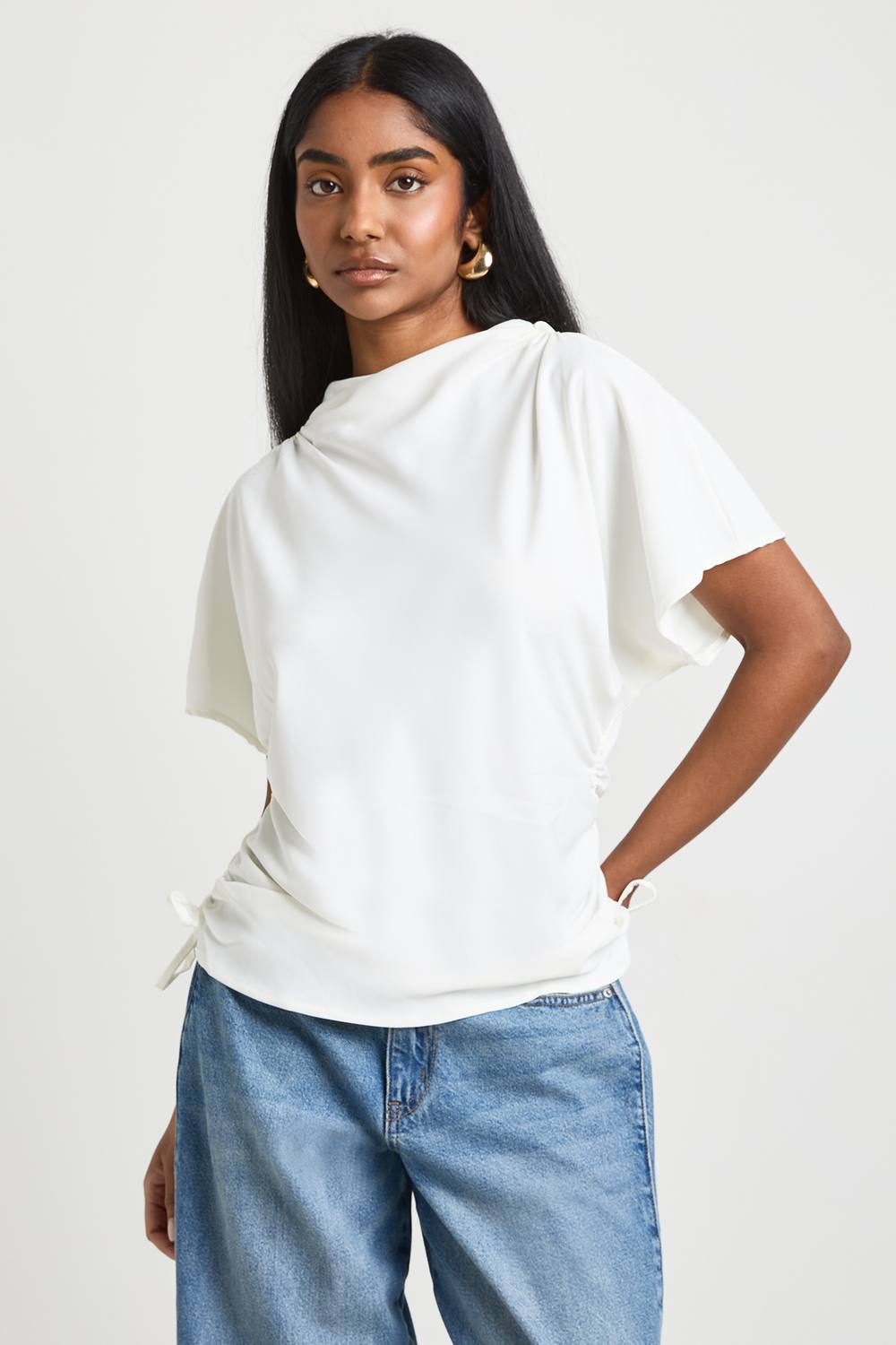 Loose Ruched Side Body Top