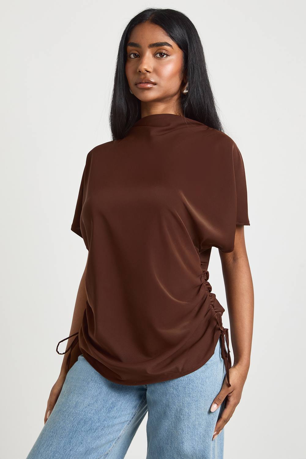 Loose Ruched Side Body Top
