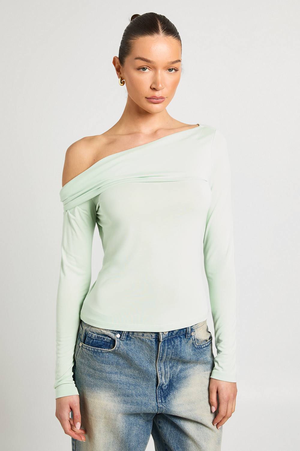 Cupro Twist Front Detail Long Sleeve Top