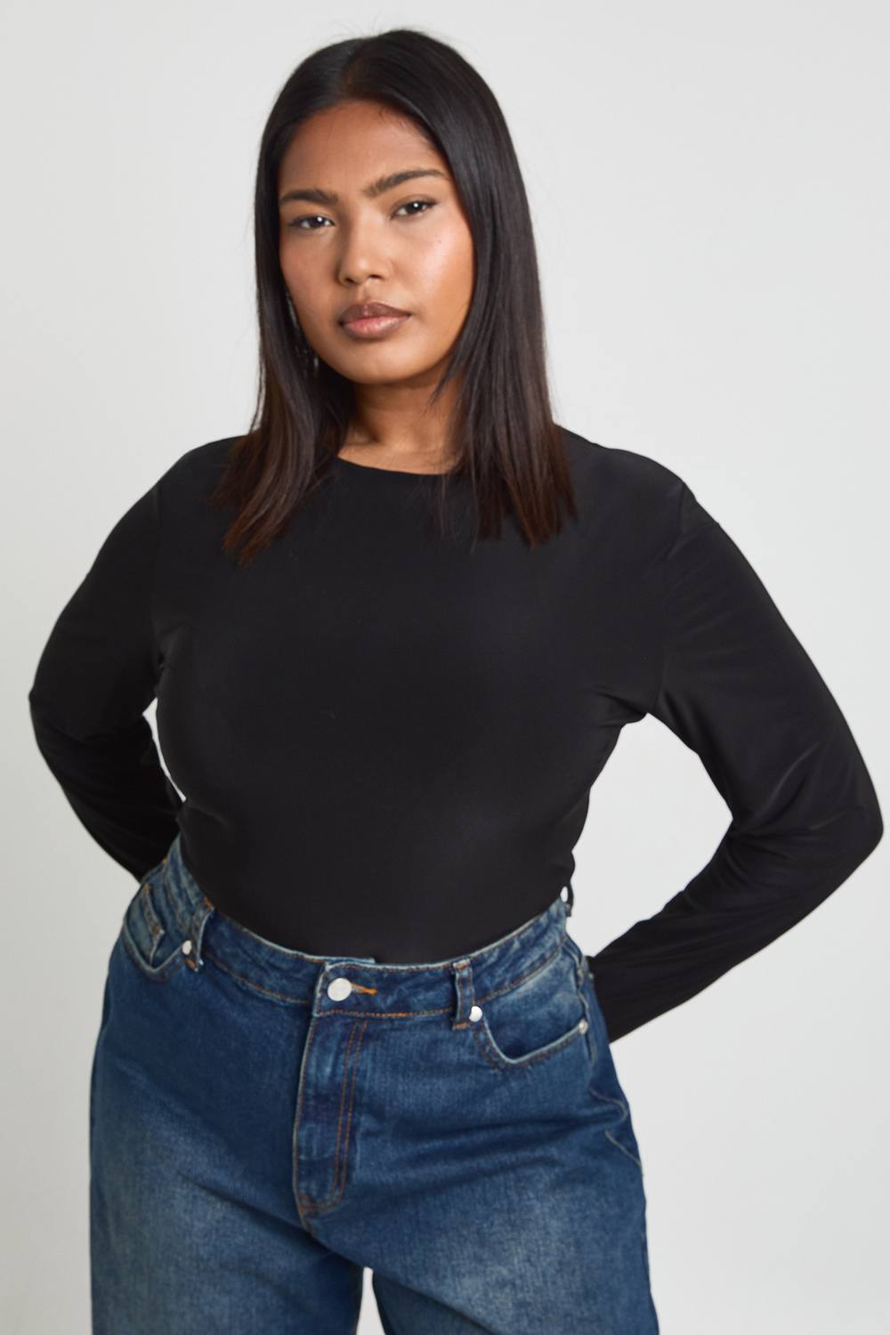 Double Layer Slinky Long Sleeve Bodysuit
