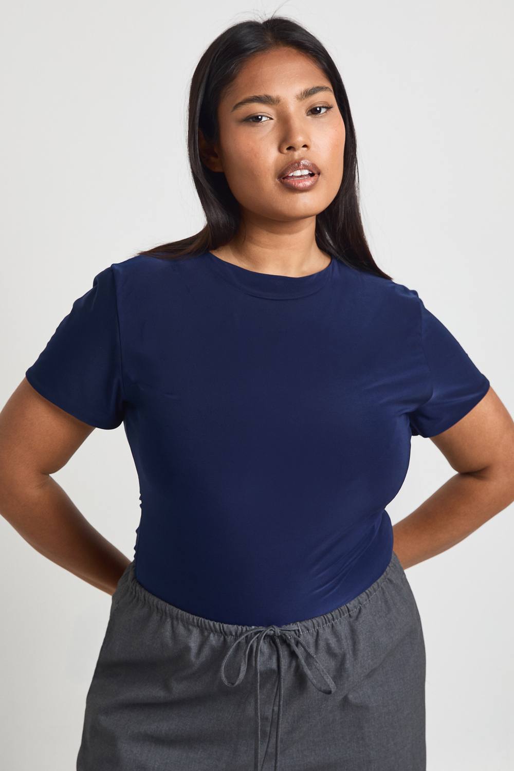 Double Layer Slinky Fitted Bodysuit by boohoo