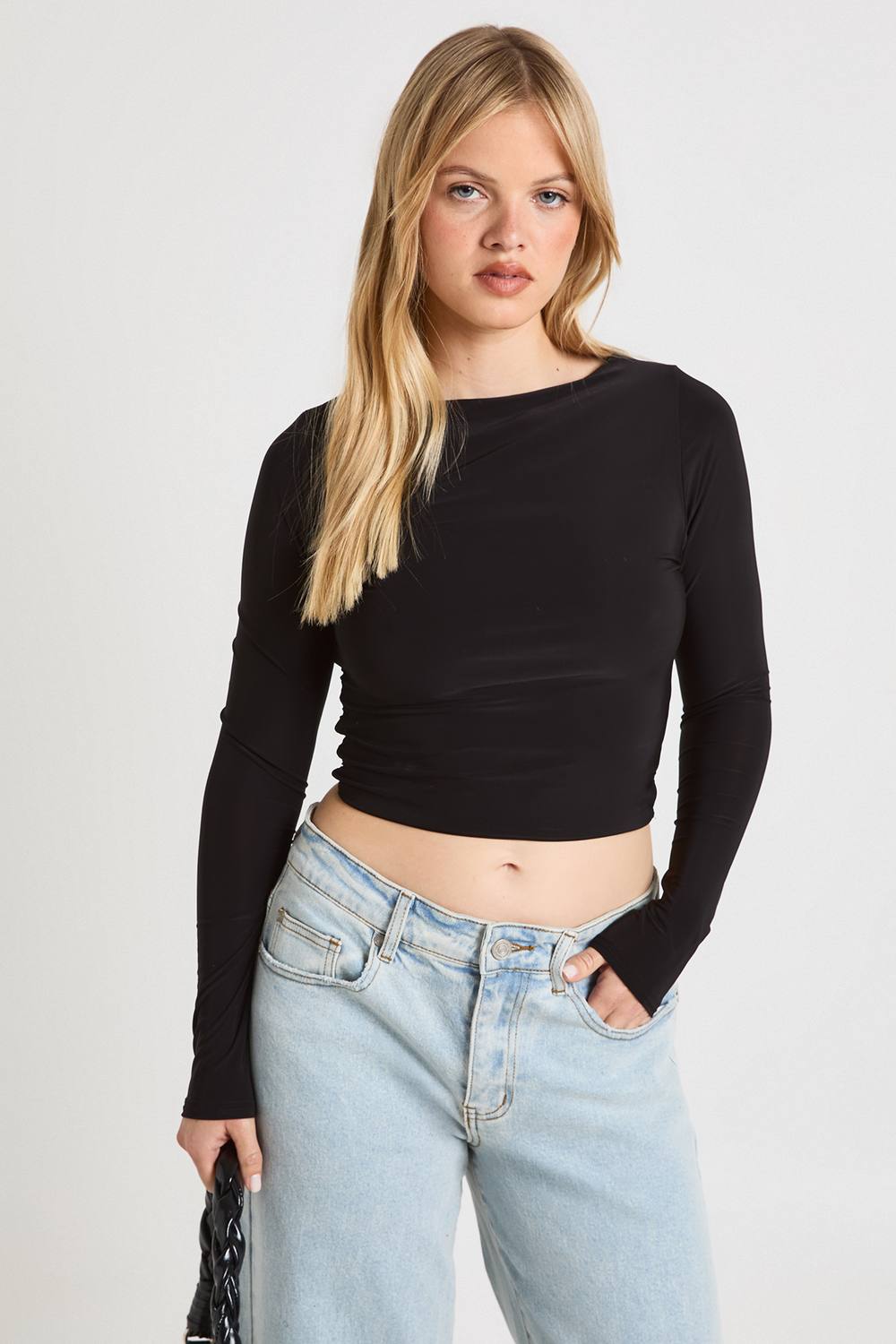 Double Layer Slinky Long Sleeve Top