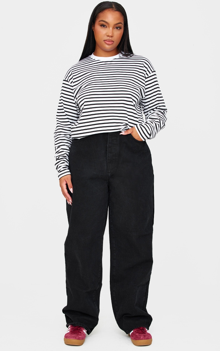 Women's PrettyLittleThing Plus Washed Black Boyfriend Jeans by PrettyLittleThing