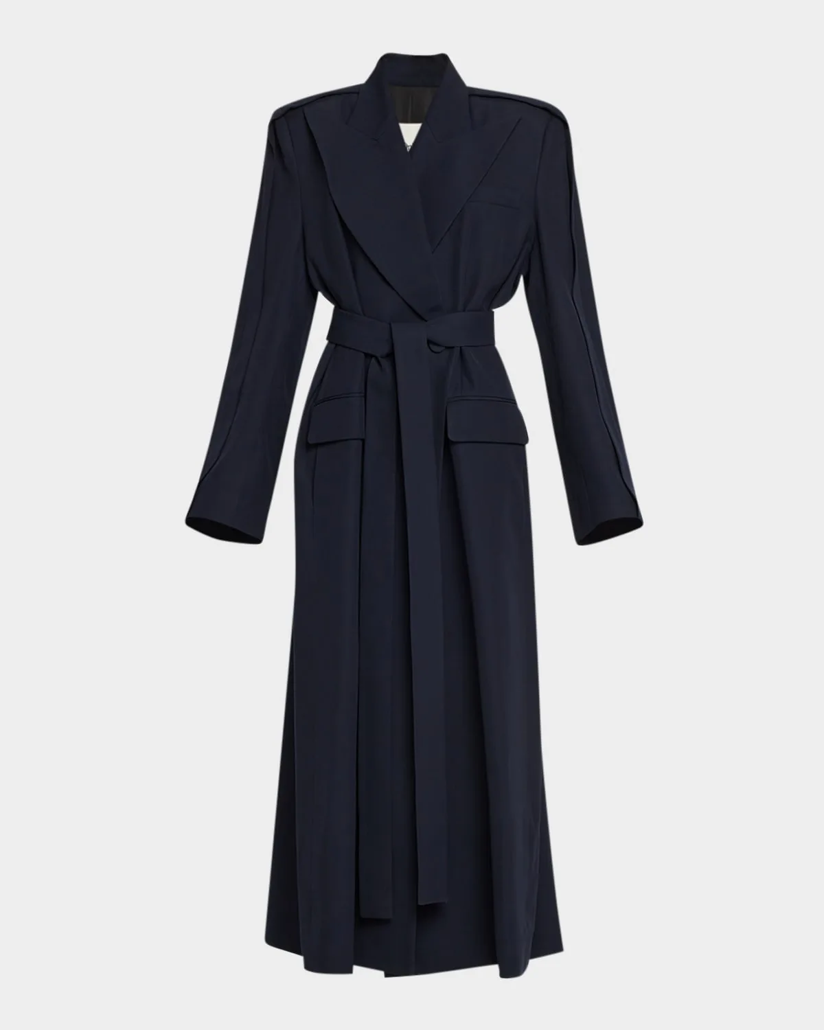 Jean Double-Breasted Wool Long Robe Coat