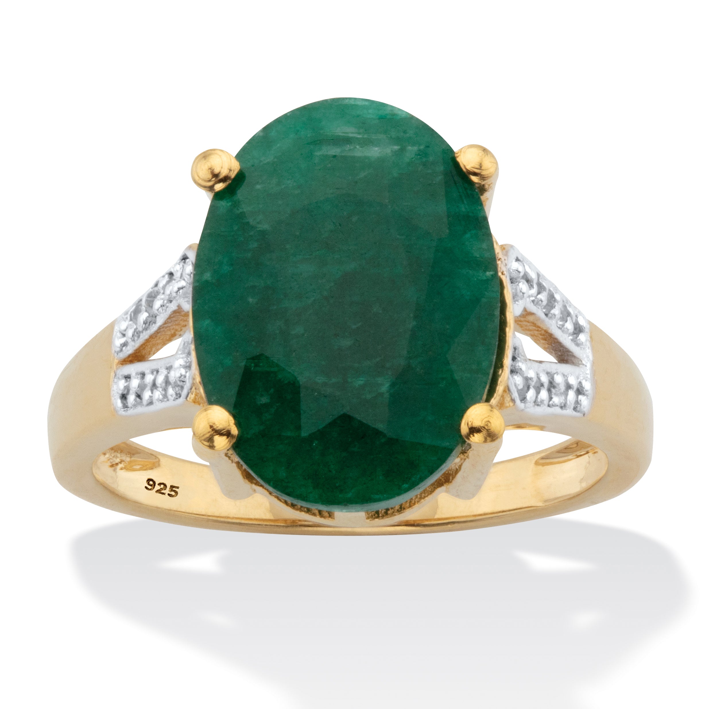 8.46 TCW Oval Emerald Ring Gold-Plated Silver