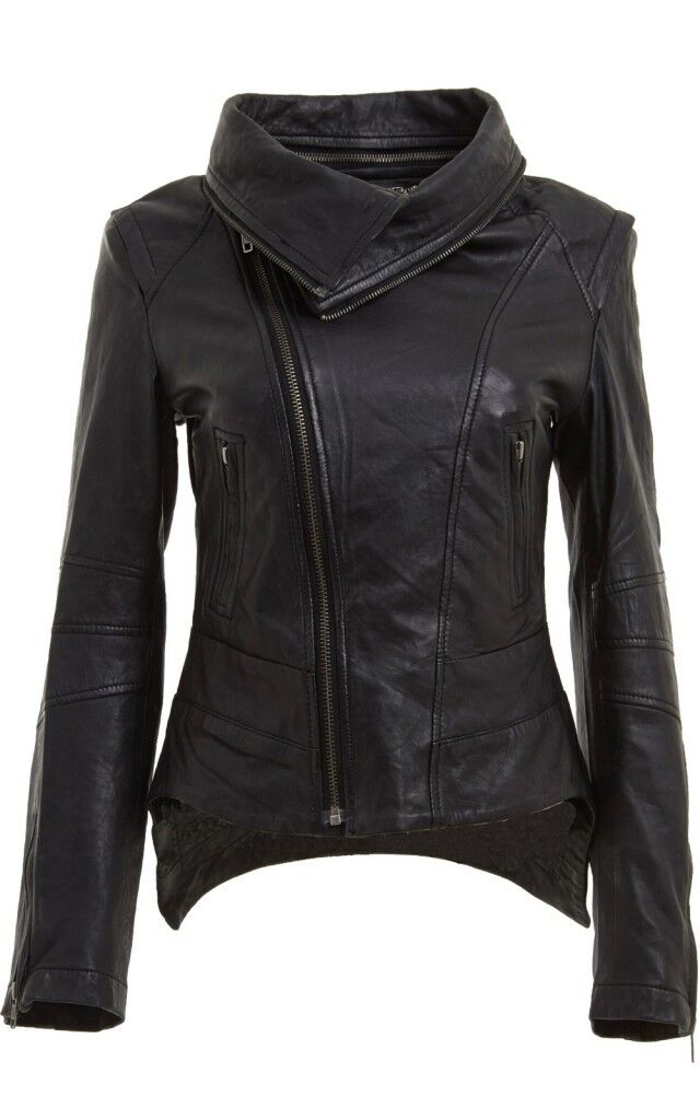 Detachable Collar Leather Biker Jacket-Rosario
