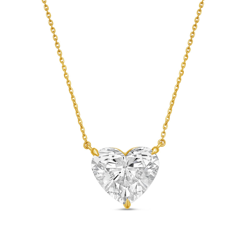 14kt 3cts Lab Grown Diamond Solitaire Pendant Heart, DEF Color, VS Clarity, Excellent Cut, Chain: 16"