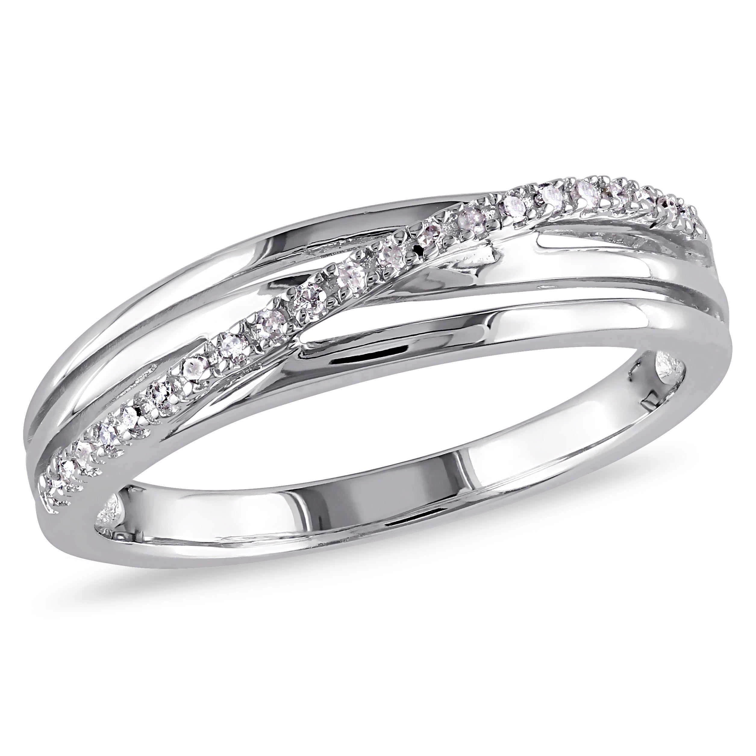 Diamond Crossover Ring in Sterling