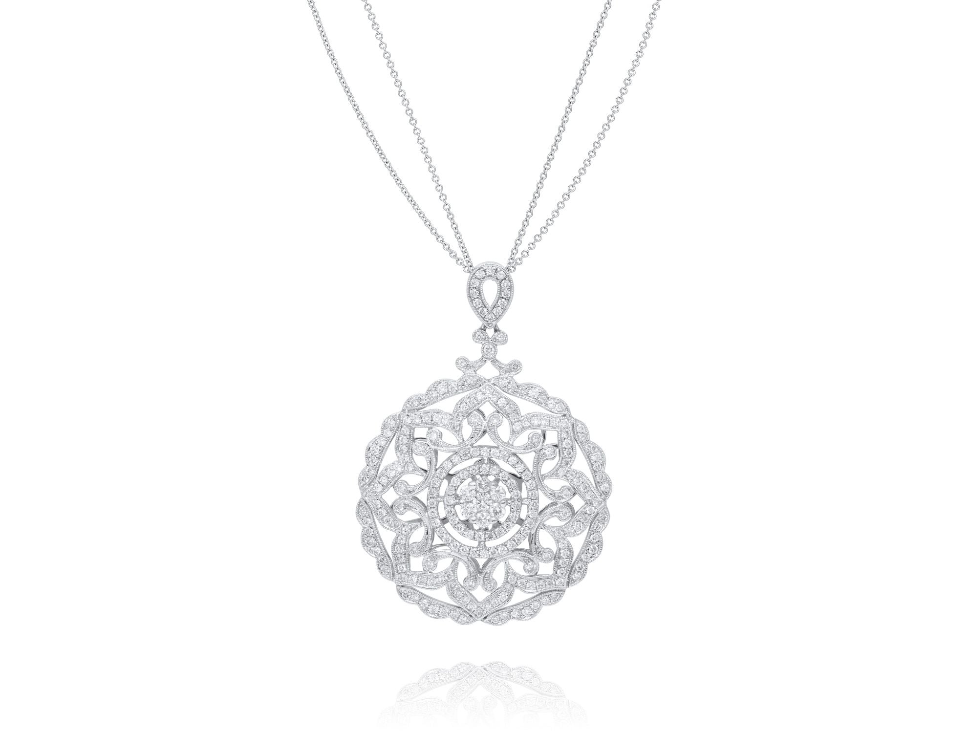 18kt White Gold Diamond Fashion Pendant Containing 3.00 Cts of Round Diamonds