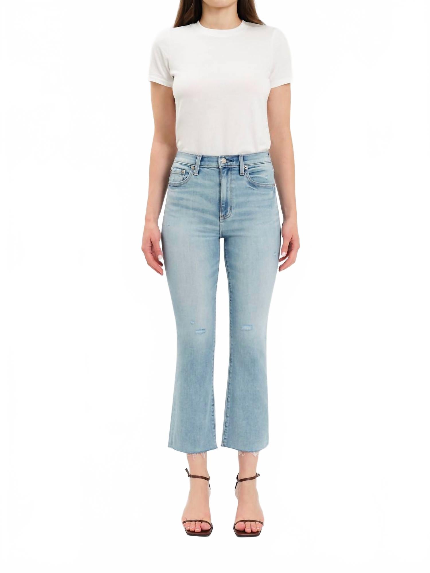Shy Girl Crop Flare Jeans in New Light