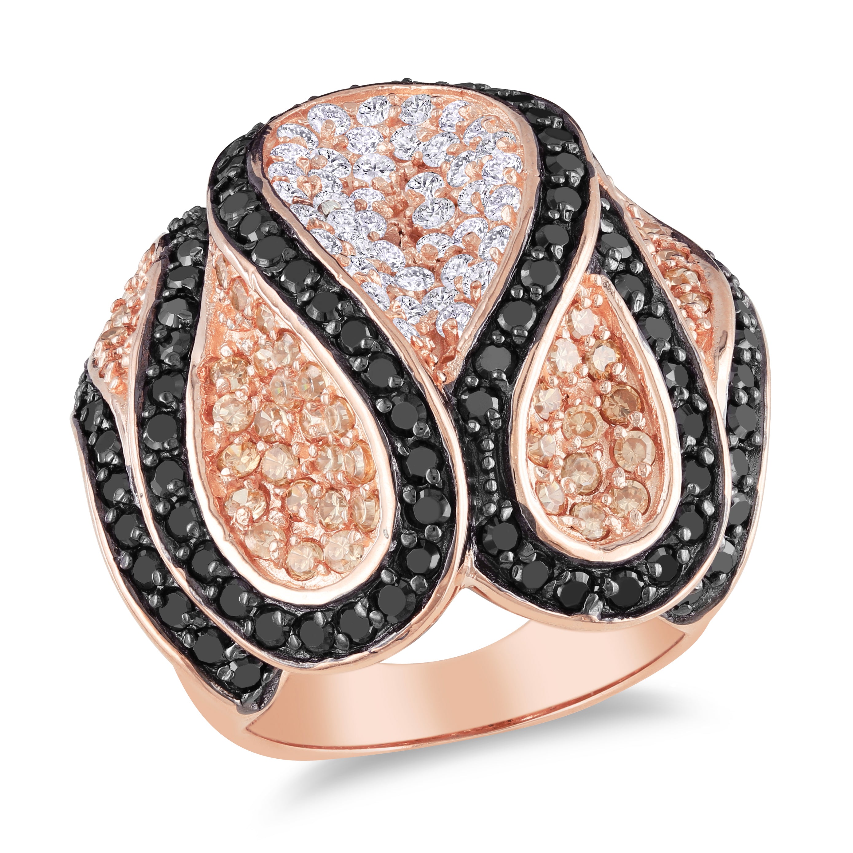 5 3/4ct TGW Black and White Cubic Zirconia Ring Pink Silver