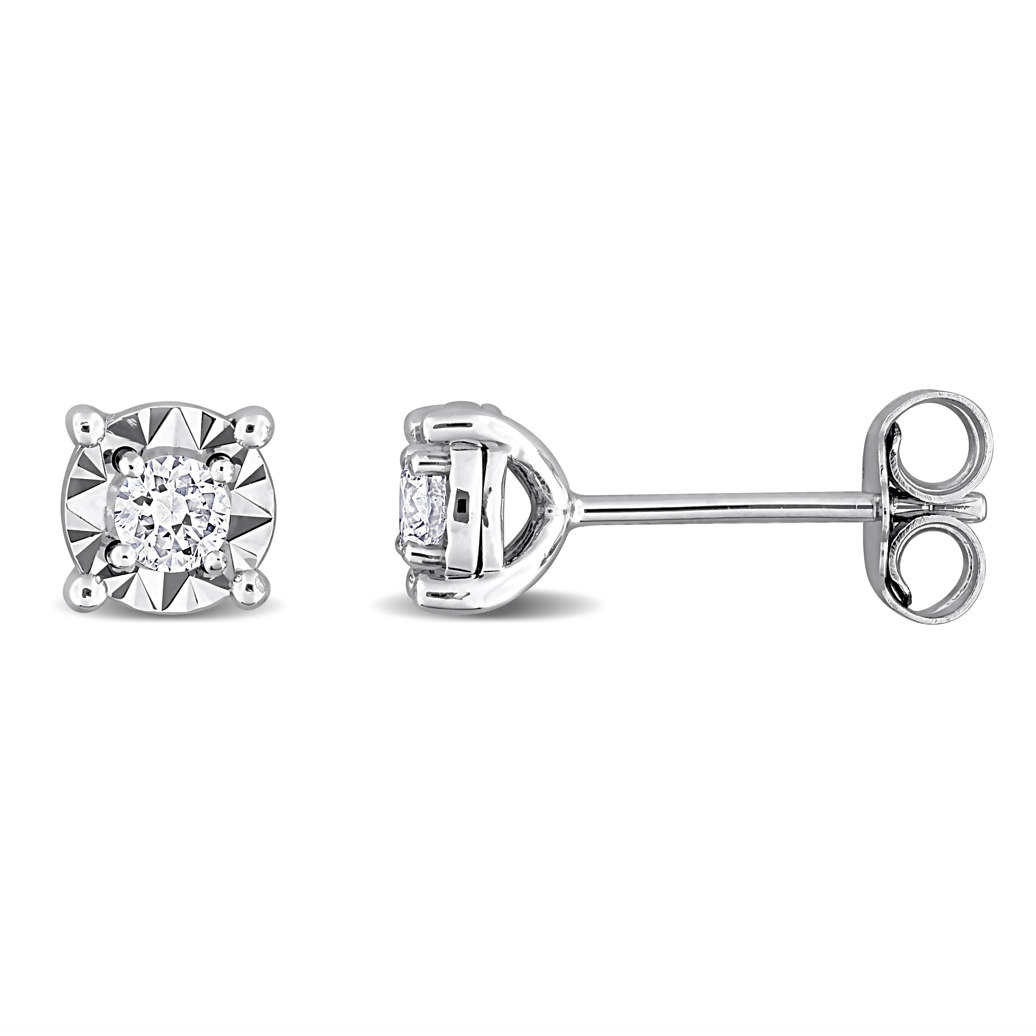 Lab Grown Diamond Stud Earrings Sterling Silver 1/4 to 1ct TDW