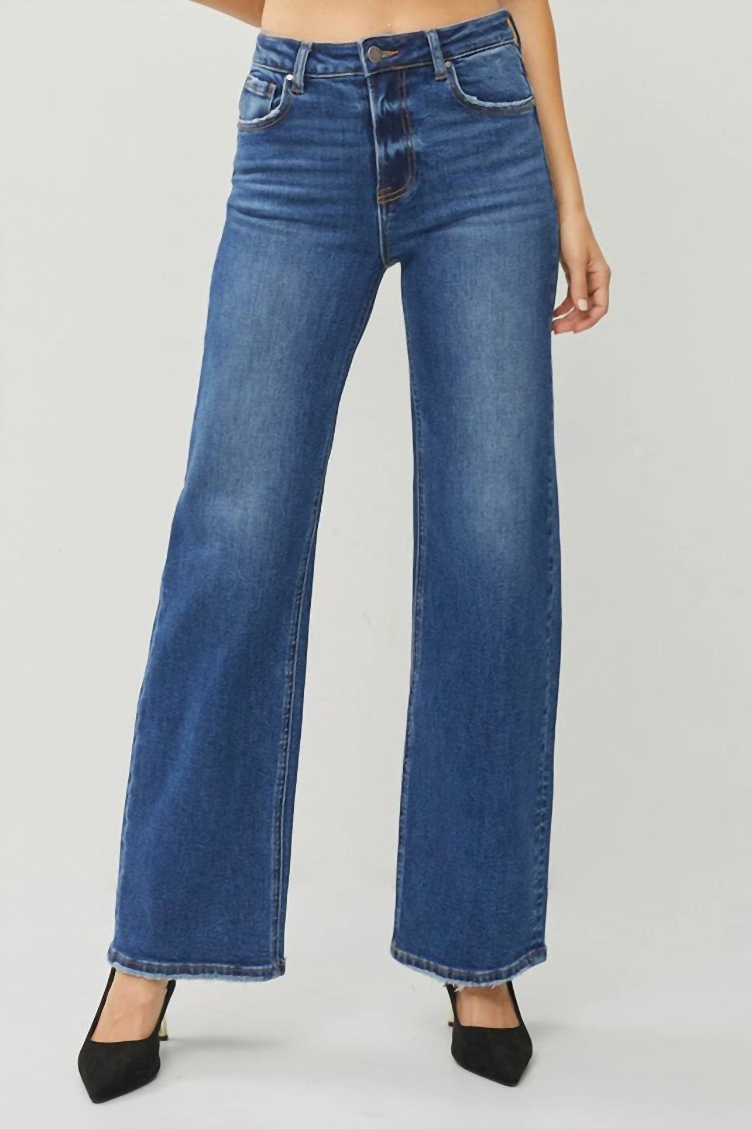 High Rise Straight Jeans in Dark Wash