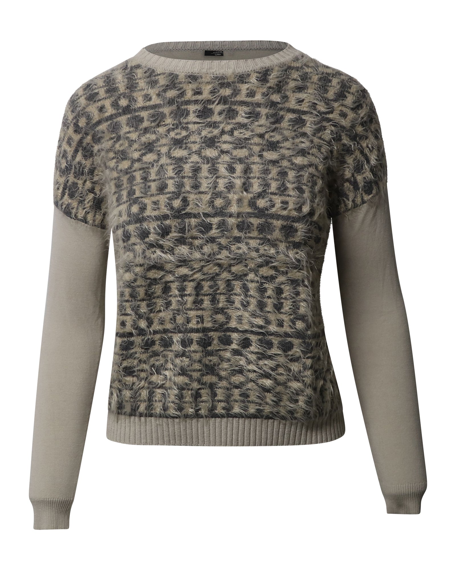 Weekend Printed Crewneck Sweater in Beige Acrylic