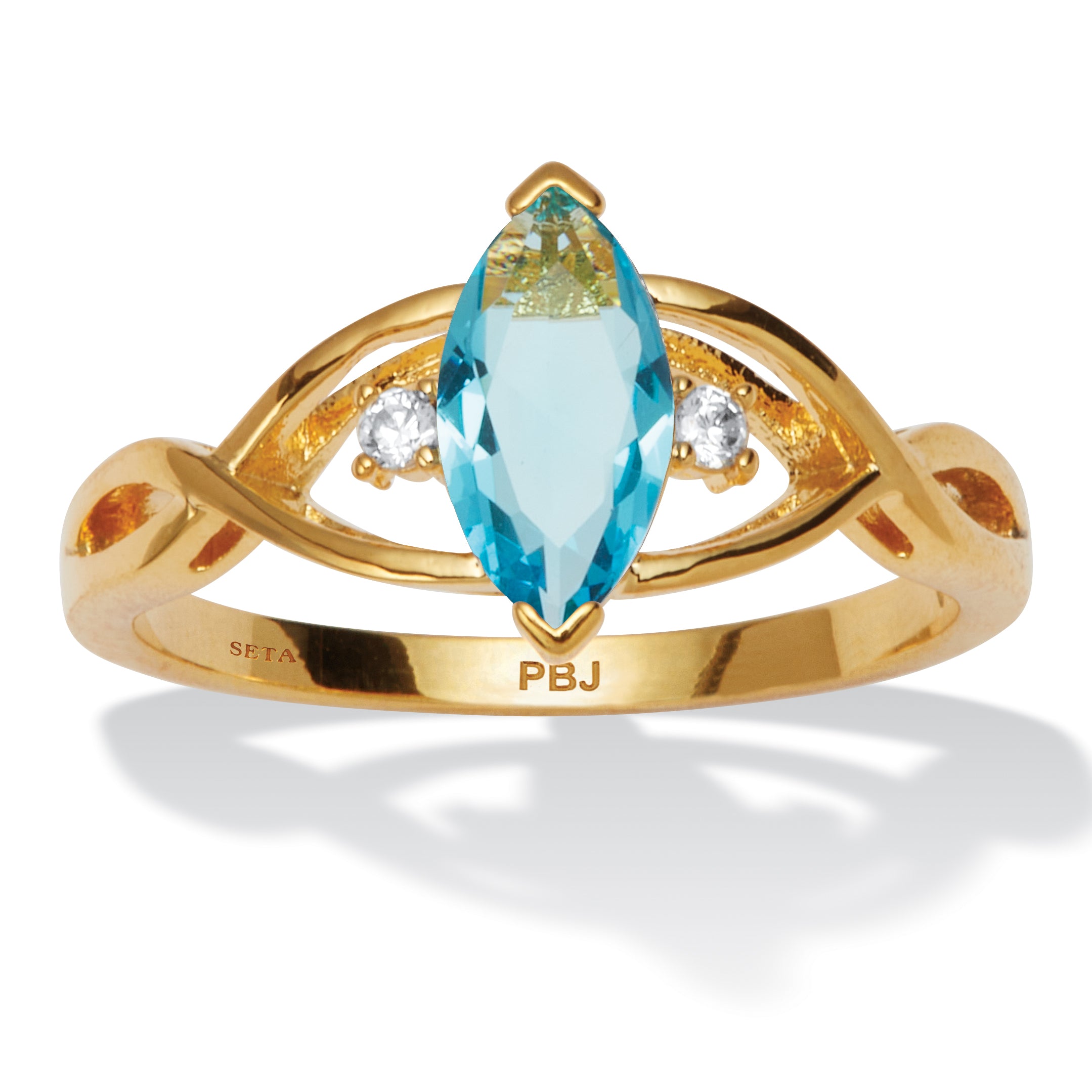 Marquise Simulated Birthstone Gold-Plated Ring