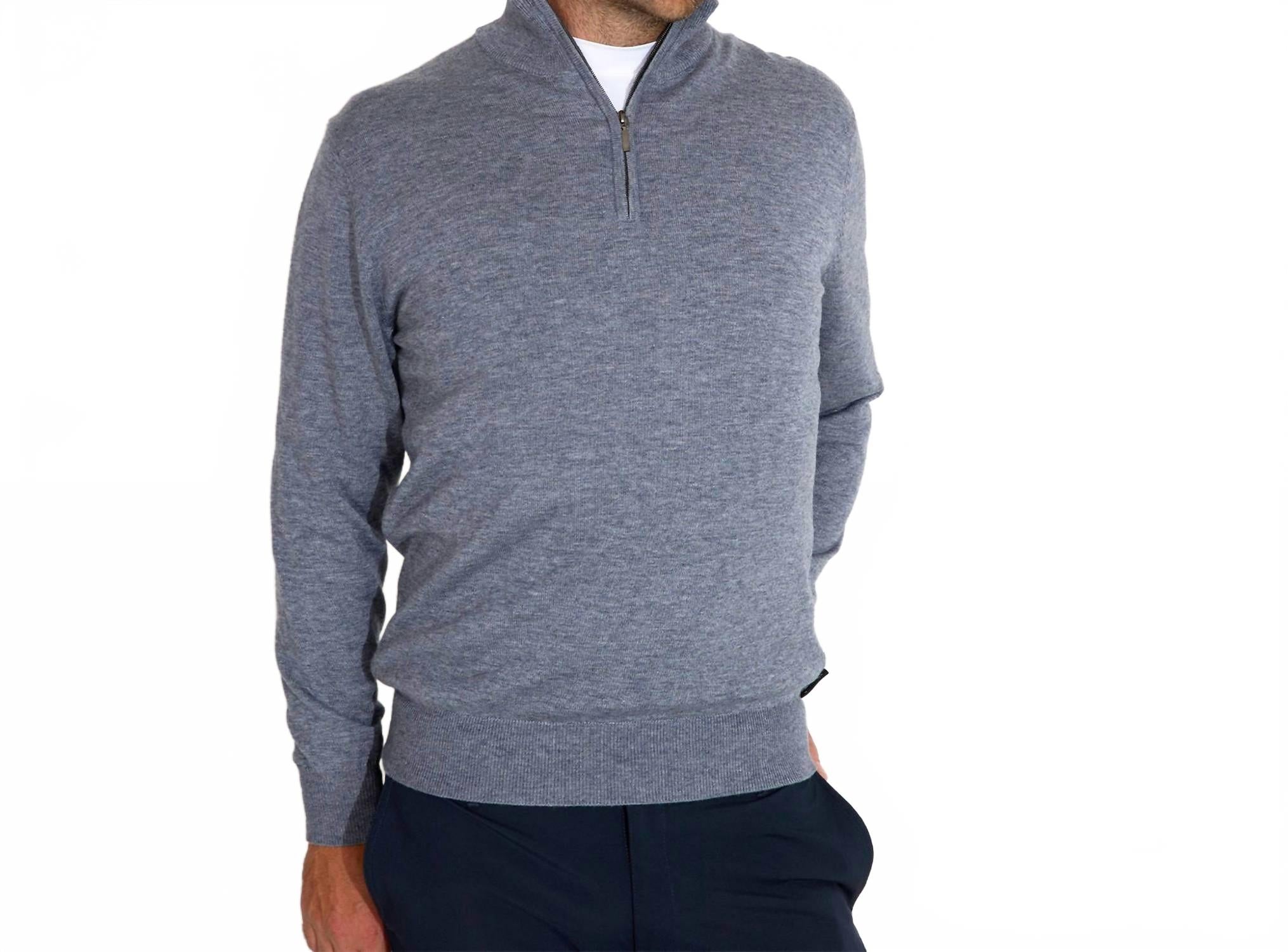 Liffin Knitted Windstopper Sweater in Grey Melange