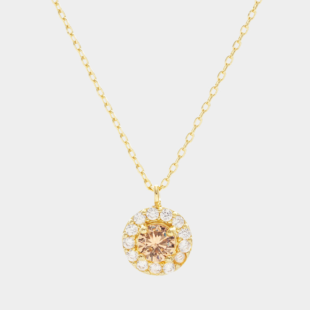 Dipped CZ Round Pendant Necklace