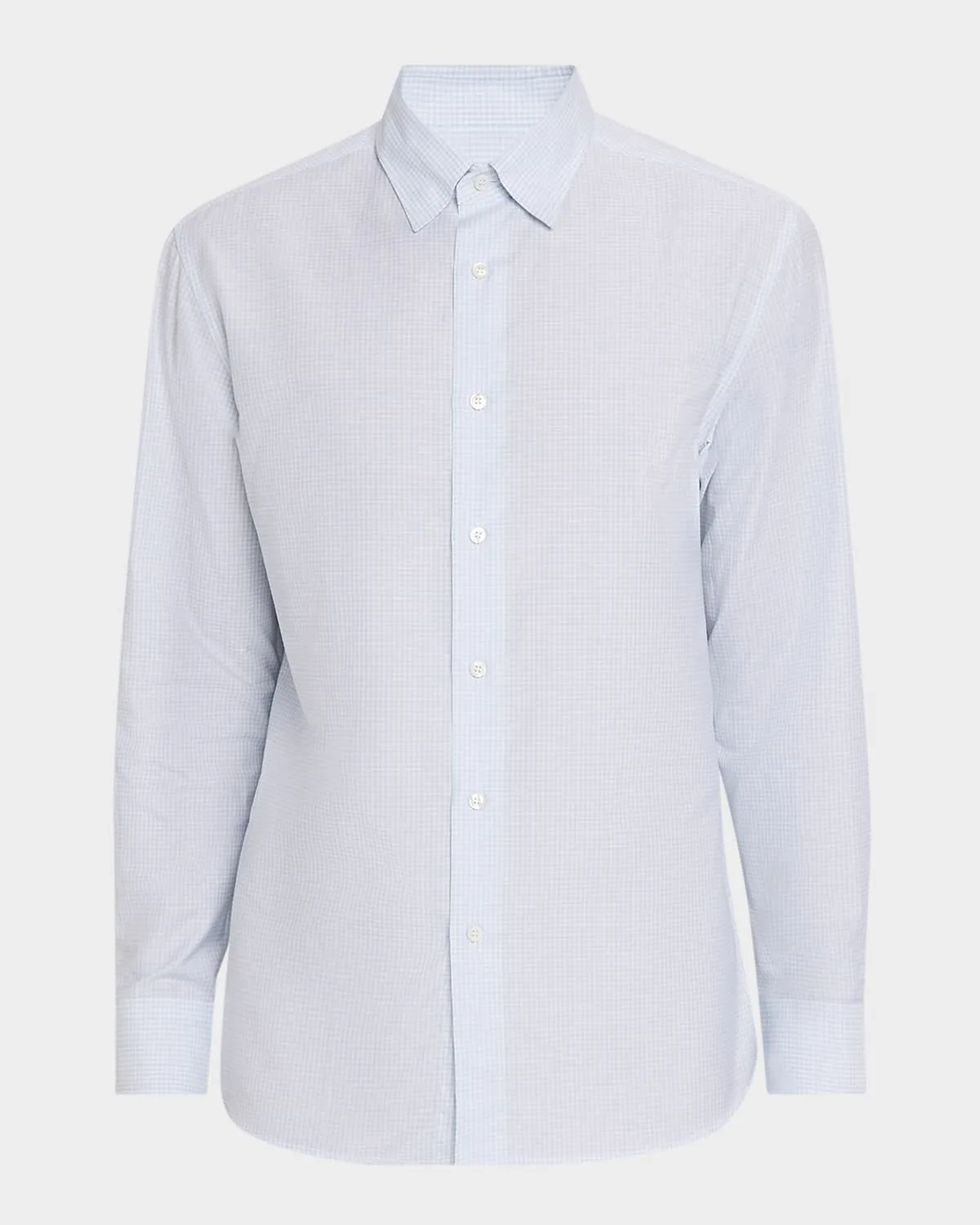 Cotton and Linen Micro-Check Sport Shirt